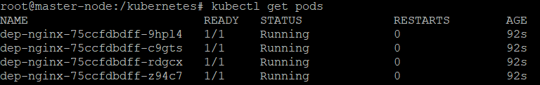 Example 1 output - list of pods
