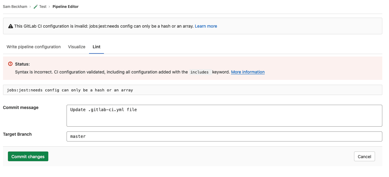 GitLab linter tool