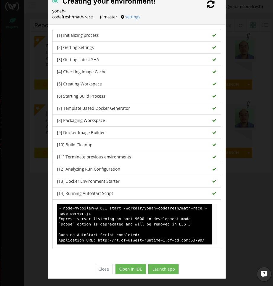 Codefresh Environment Progress