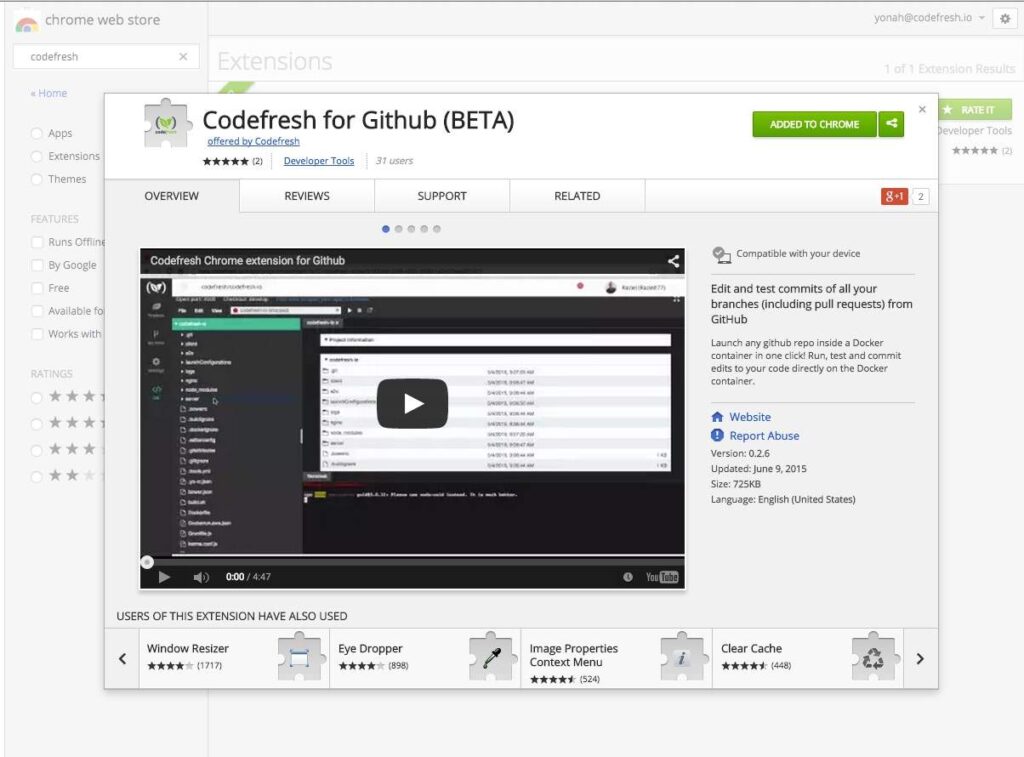 Chrome Web Extension for Codefresh