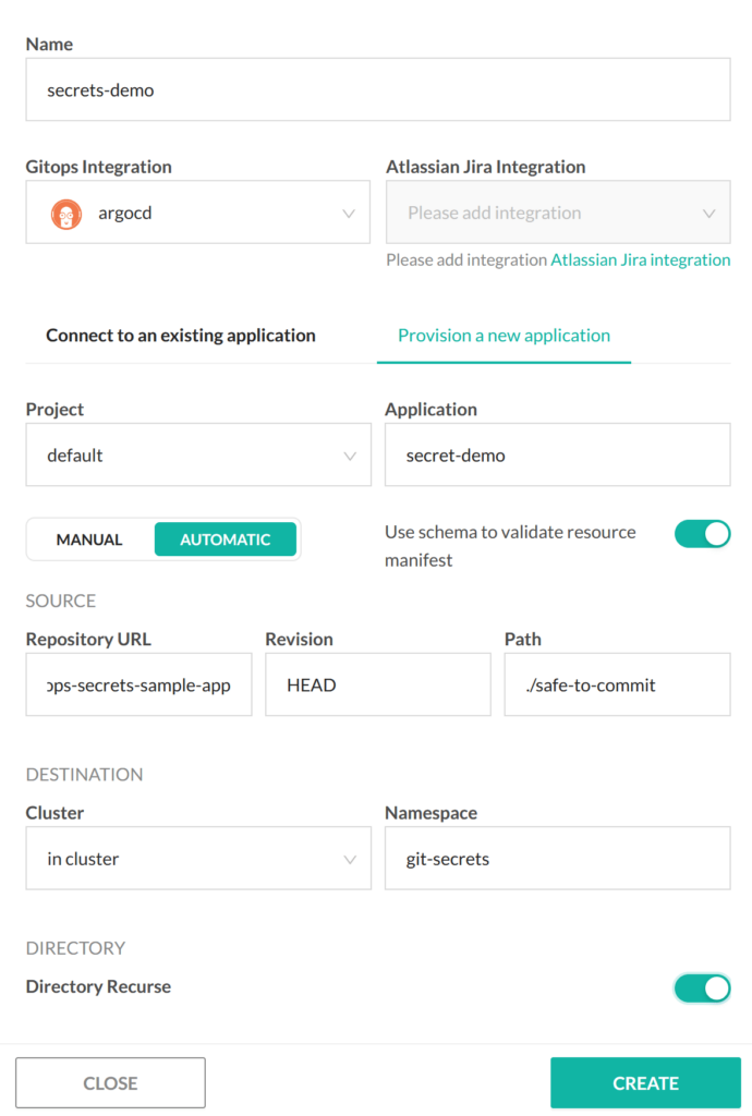 deploy GitOps application