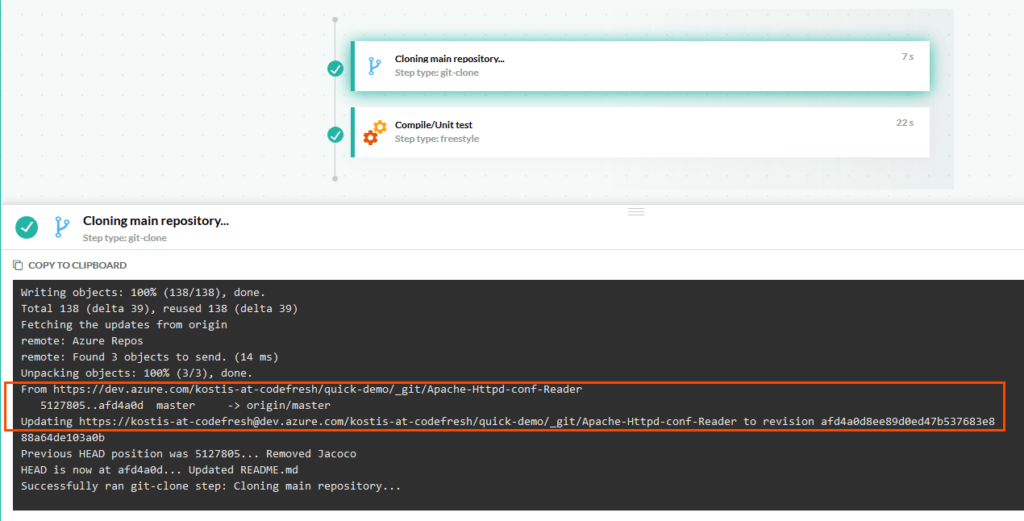 Codefresh pipeline checking out from Azure Git