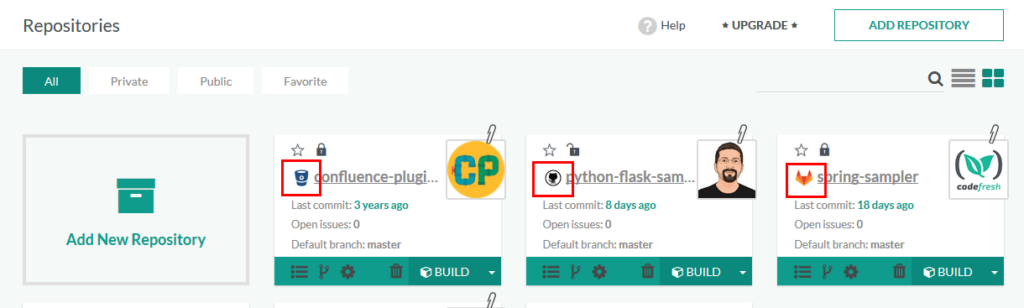 Repositories from all providers