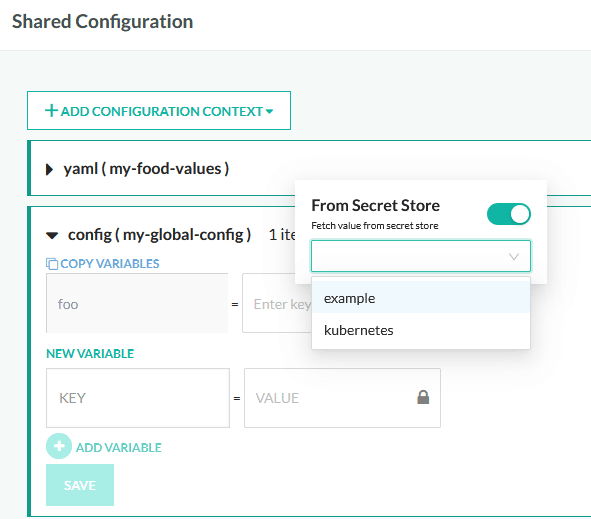 Secrets in shared configuration