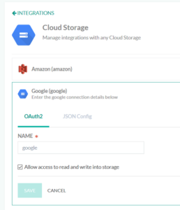 Cloud storage setup