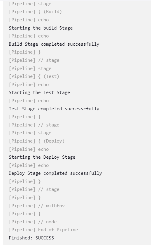 Jenkins multi-stage pipeline job output