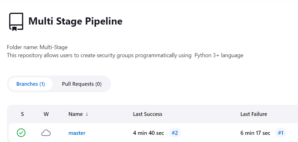 Jenkins multi-stage pipeline screen