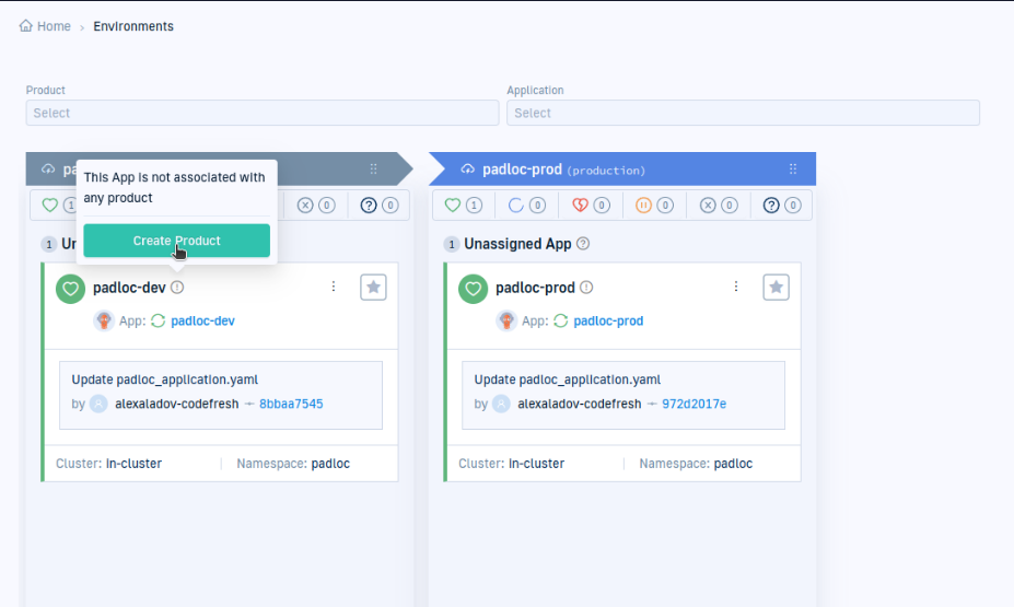 Create product button